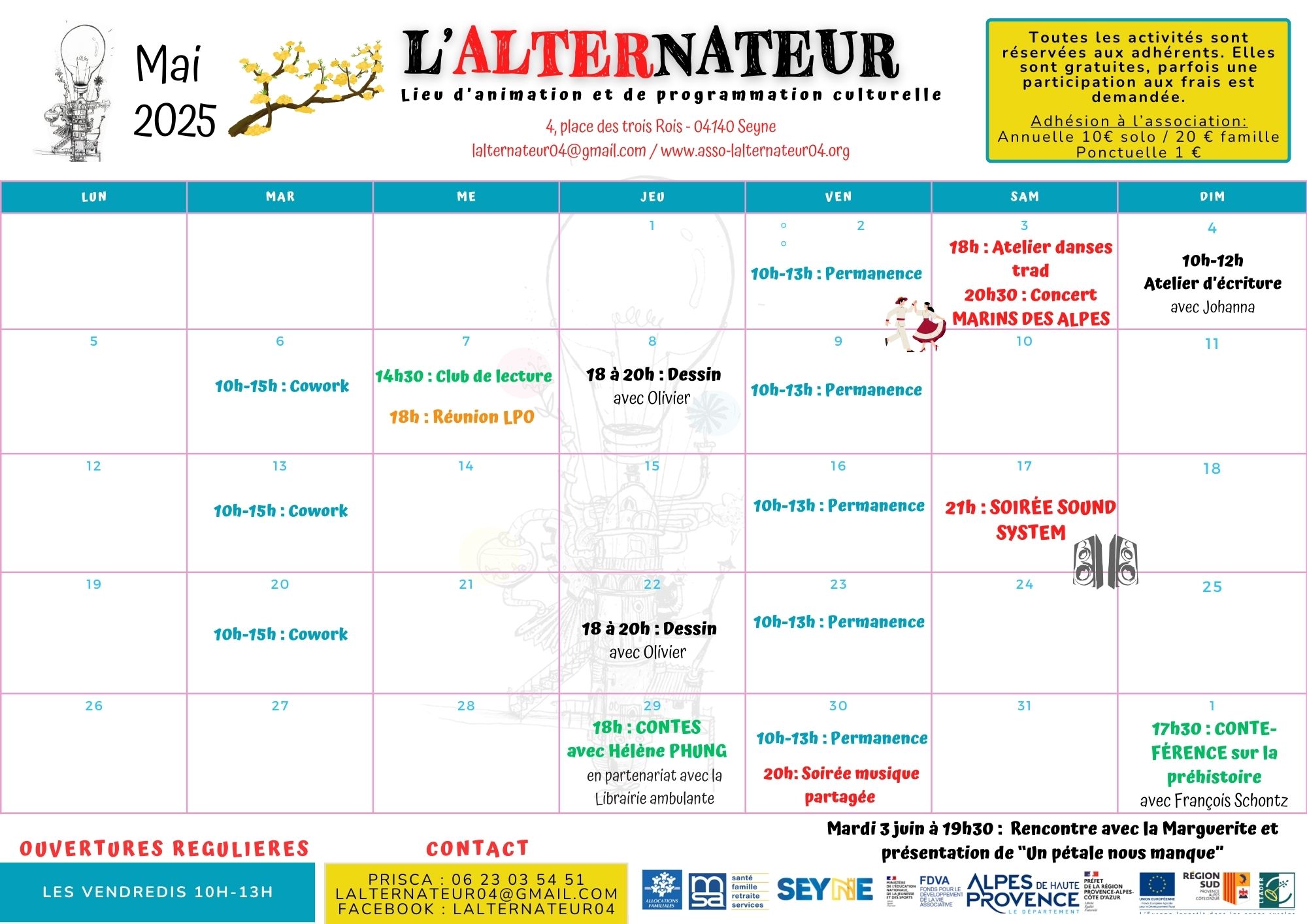 Planning du mois de Mai